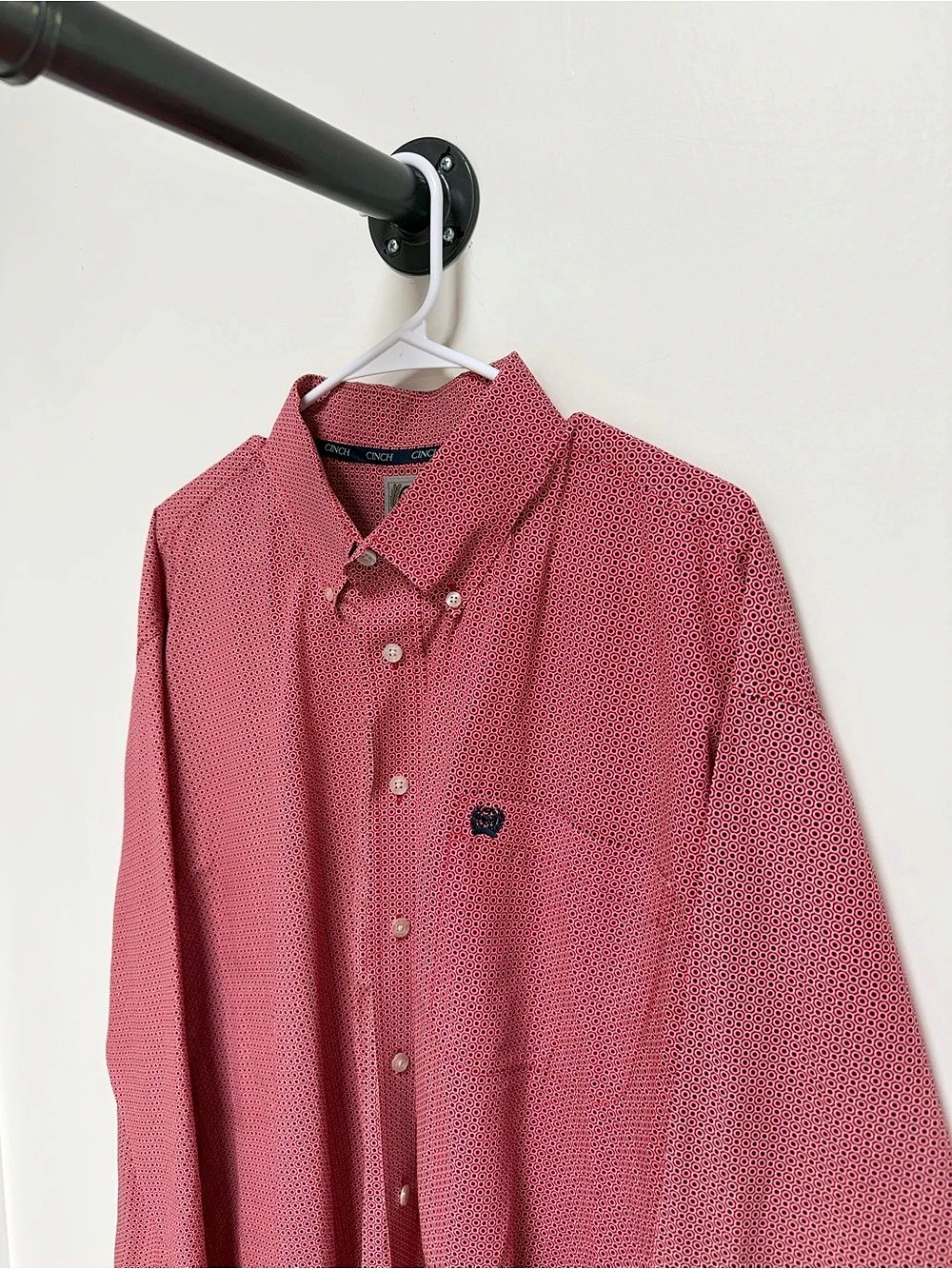 Cinch Men's Red Geometric Print Long Sleeve Button-Down Western Shirt Western